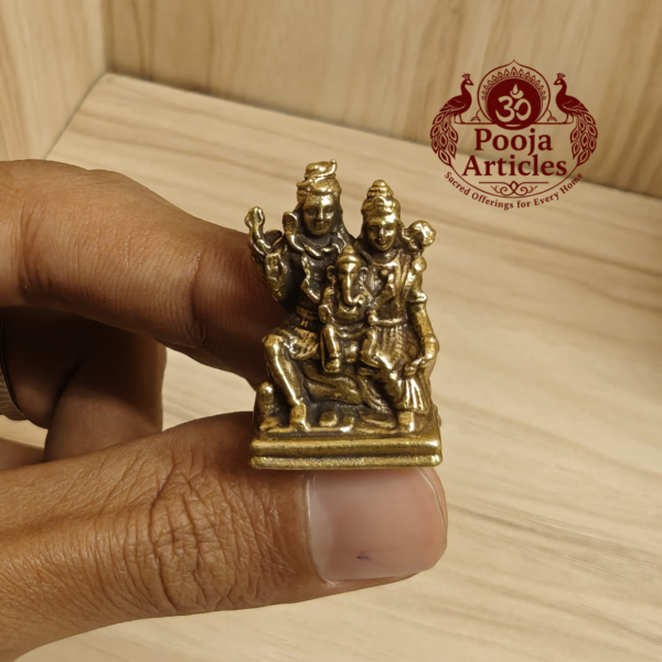 Miniature Brass Shiva Parivar Idol 1.1 Inch