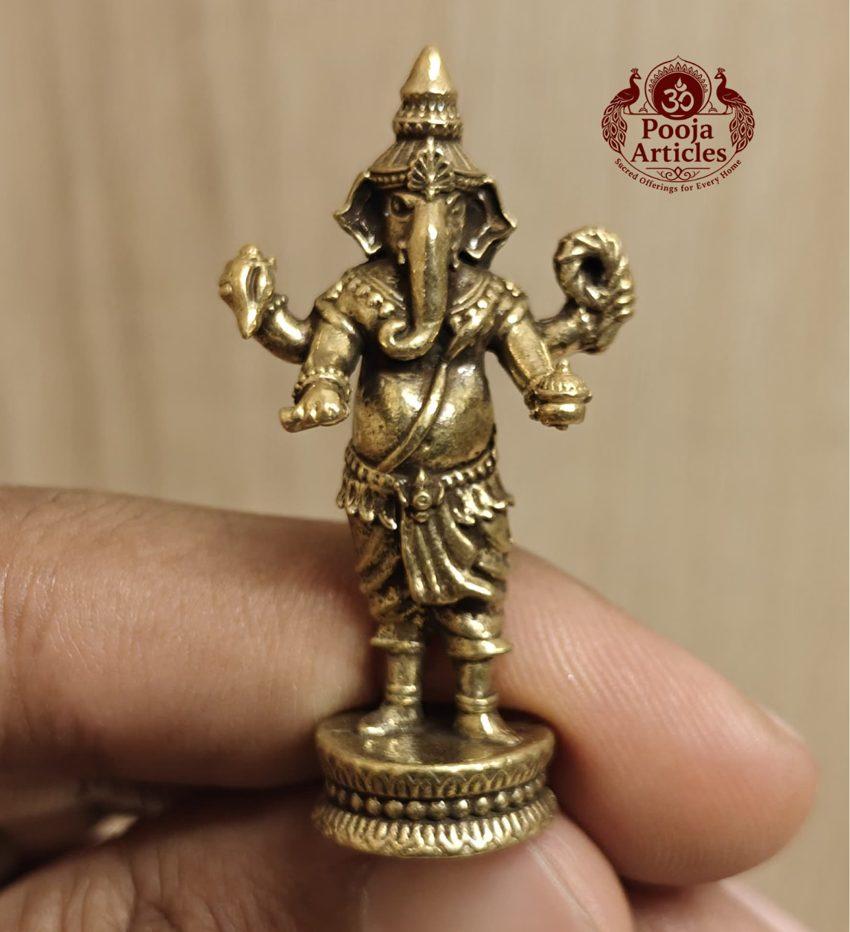 Miniature Brass Standing Ganesh Idol 1.6 Inch Miniature Brass Standing Ganesh Idol 1.6 Inch