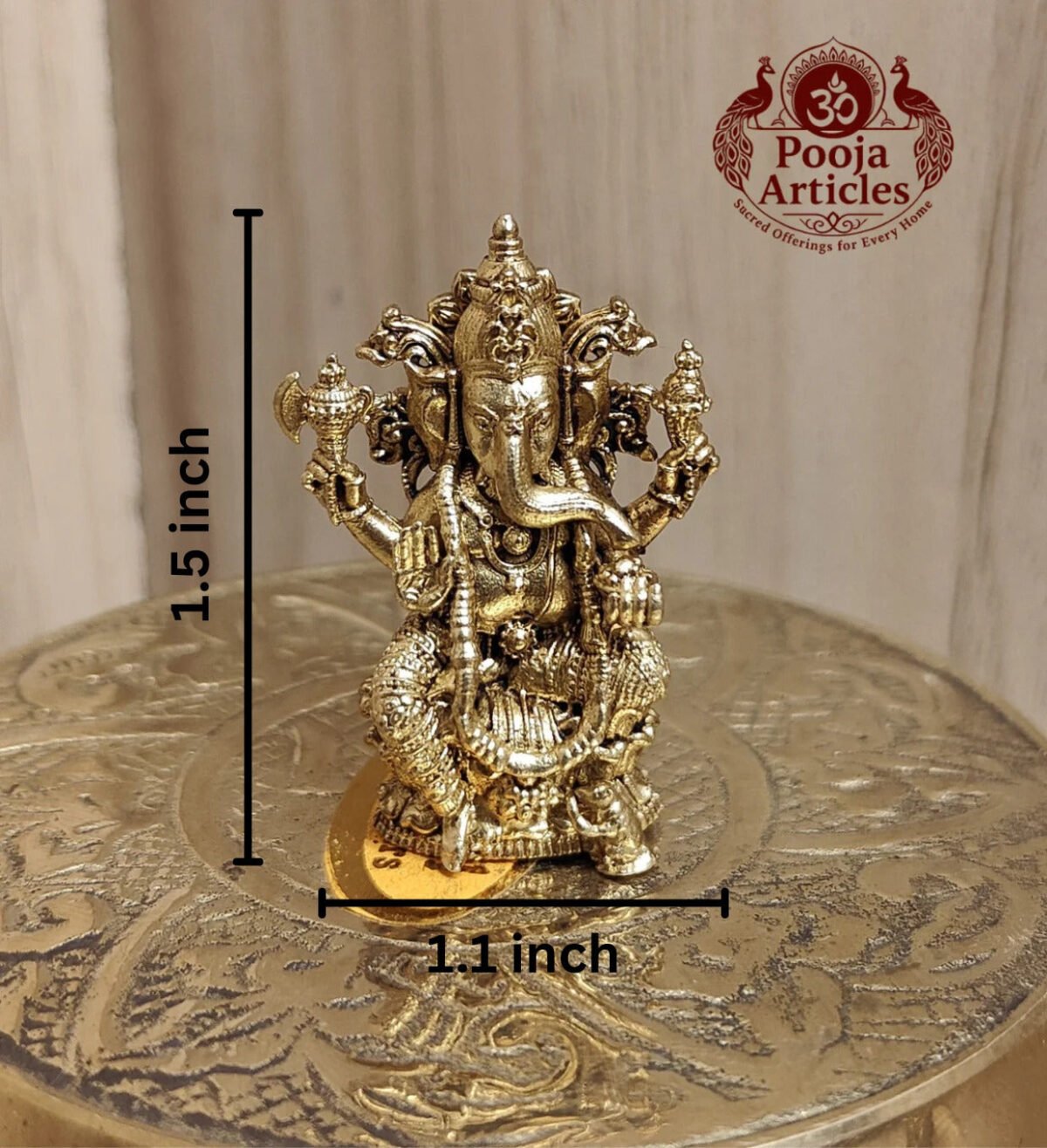Panchaloha Ganesha Idol 1.5 Inch - Image 2