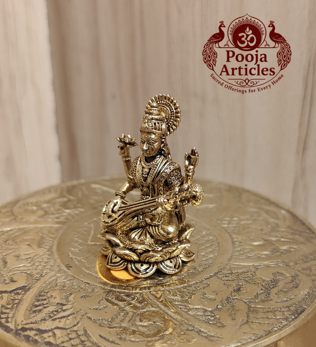 Panchaloha Saraswati Idol 1.2 Inch - Image 4