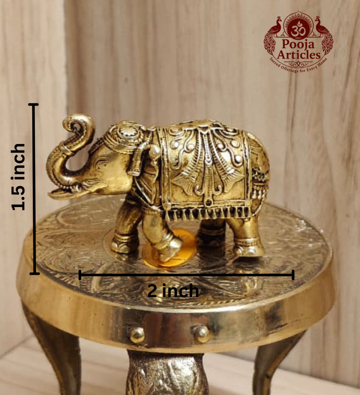 Premium Brass Elephant Statue 1.5 Inch - Image 2