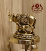 Premium Brass Kamdhenu Cow and Calf Statue 2.5 Inch