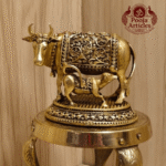 Premium Brass Kamdhenu Cow and Calf Statue 2.5 Inch