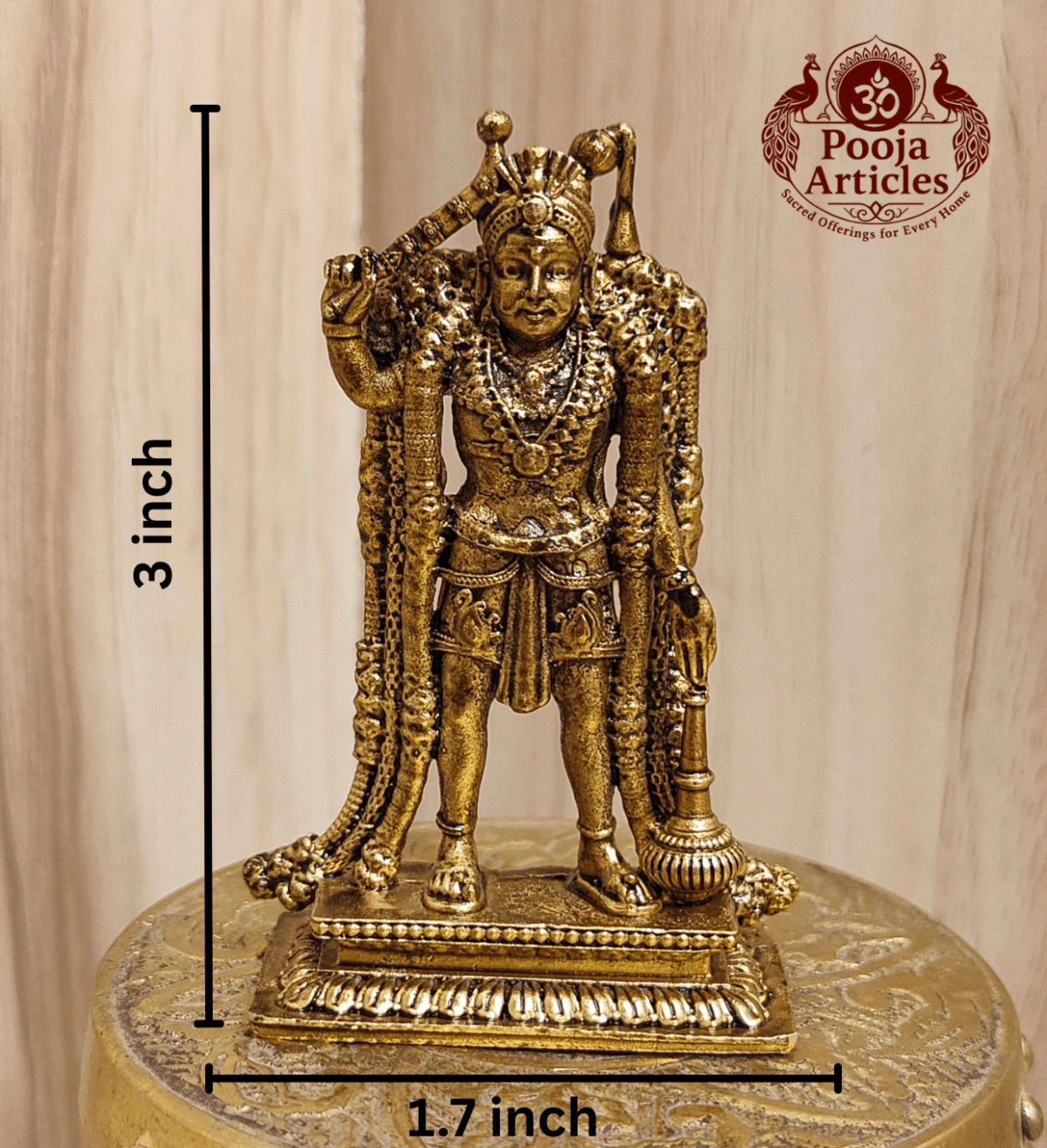 Premium Brass Karuppasamy Statue 3 Inch - Image 2