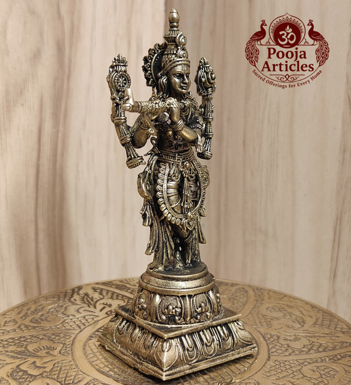 Premium Brass Krishna Statue 3.6 Inch - Image 3