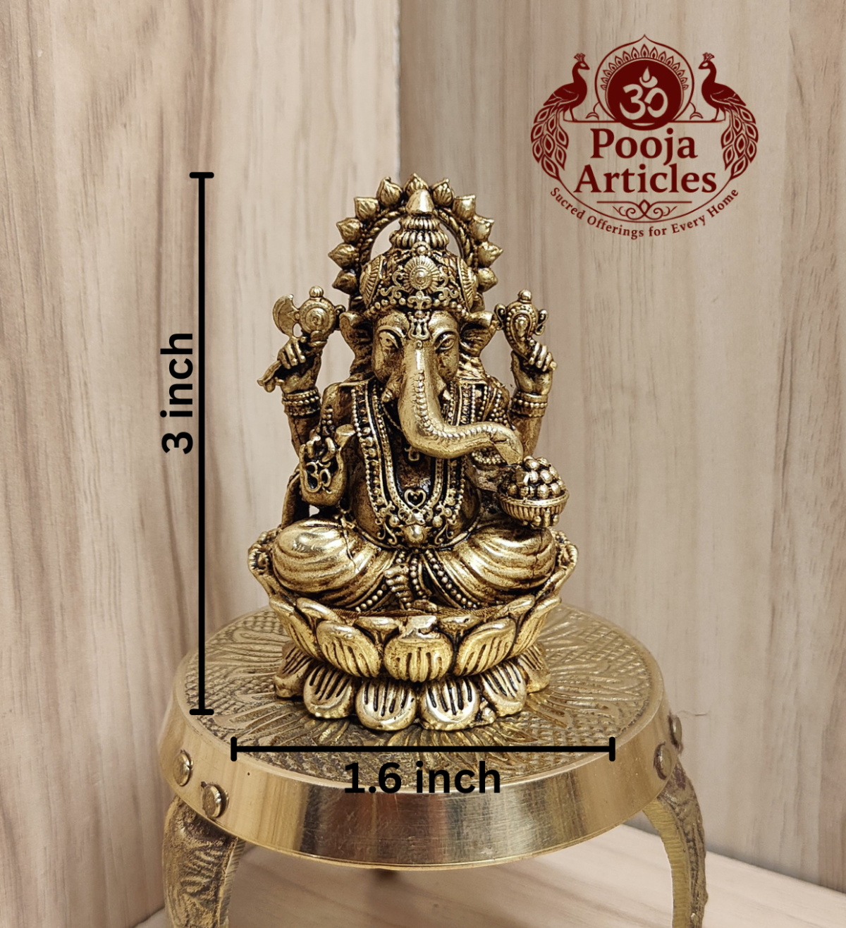 Premium Brass Lord Ganesh Idol 3 Inch - Image 2