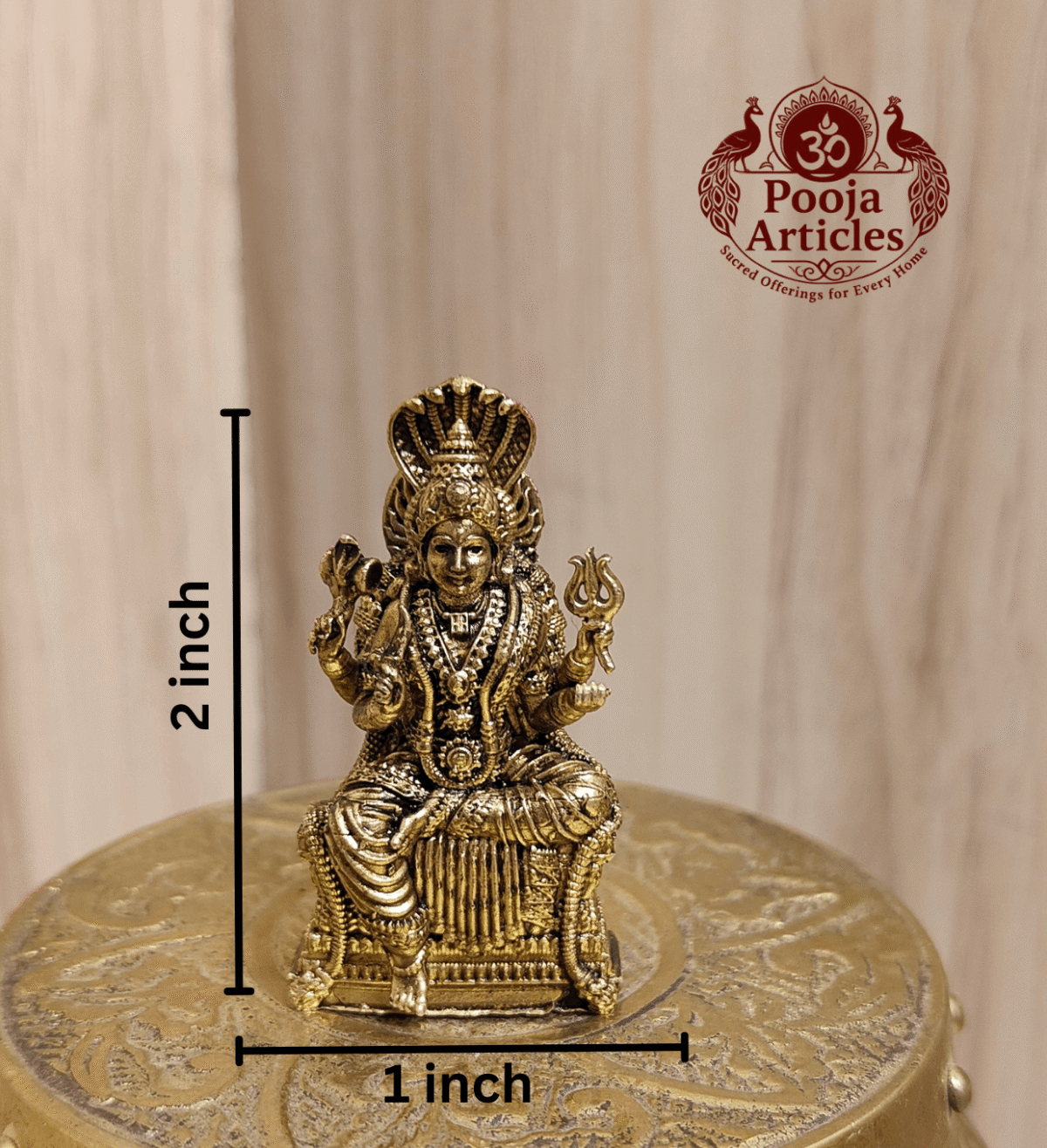 Premium Brass Mariamman Statue – 2 Inch - Image 2