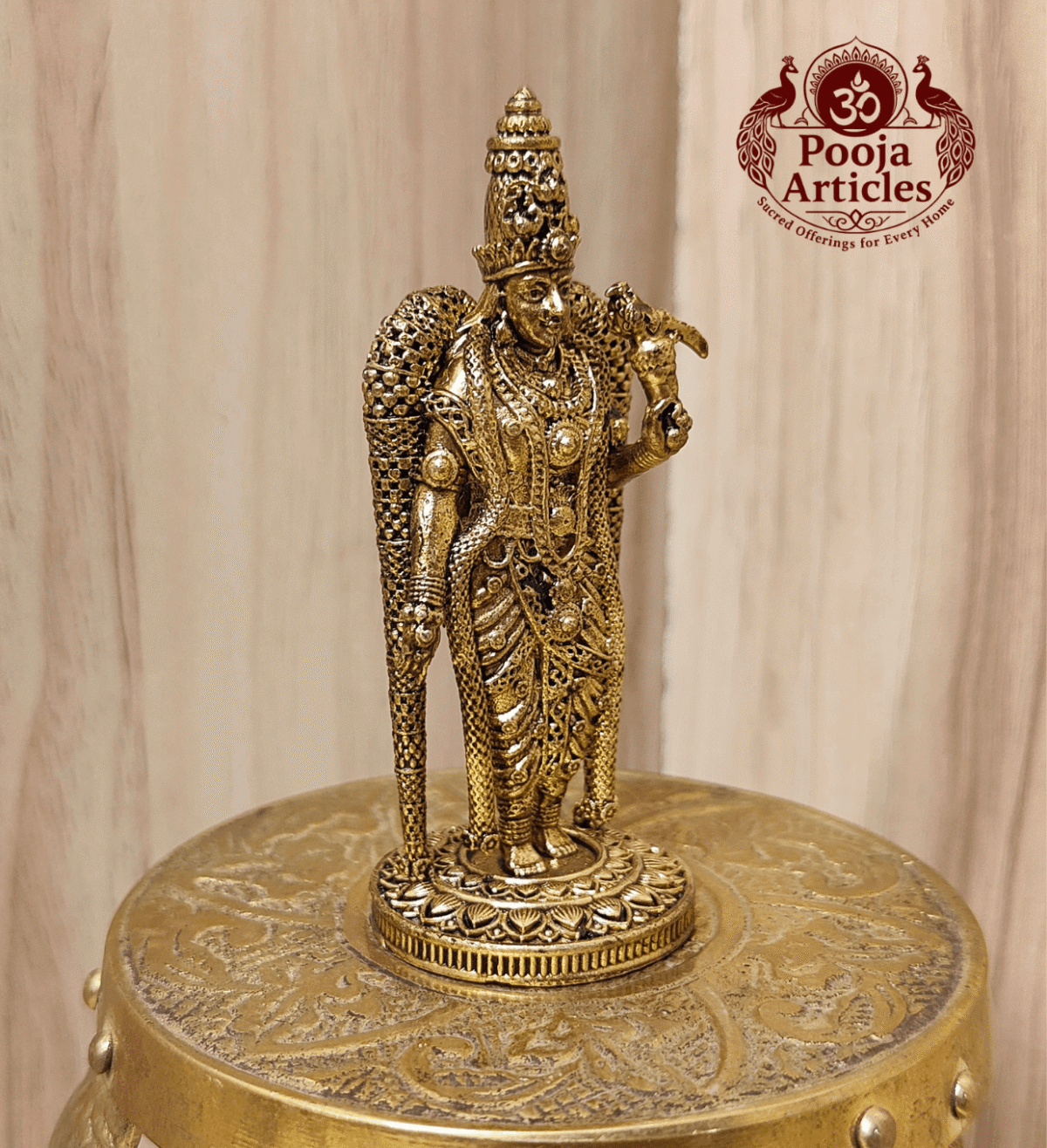 Premium Brass Meenakshi Amman Statue 3 Inch - Image 3