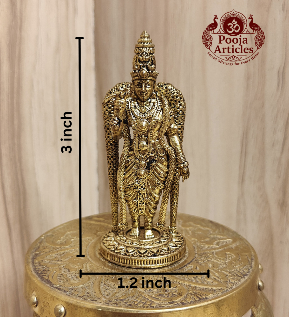 Premium Brass Meenakshi Amman Statue 3 Inch - Image 2