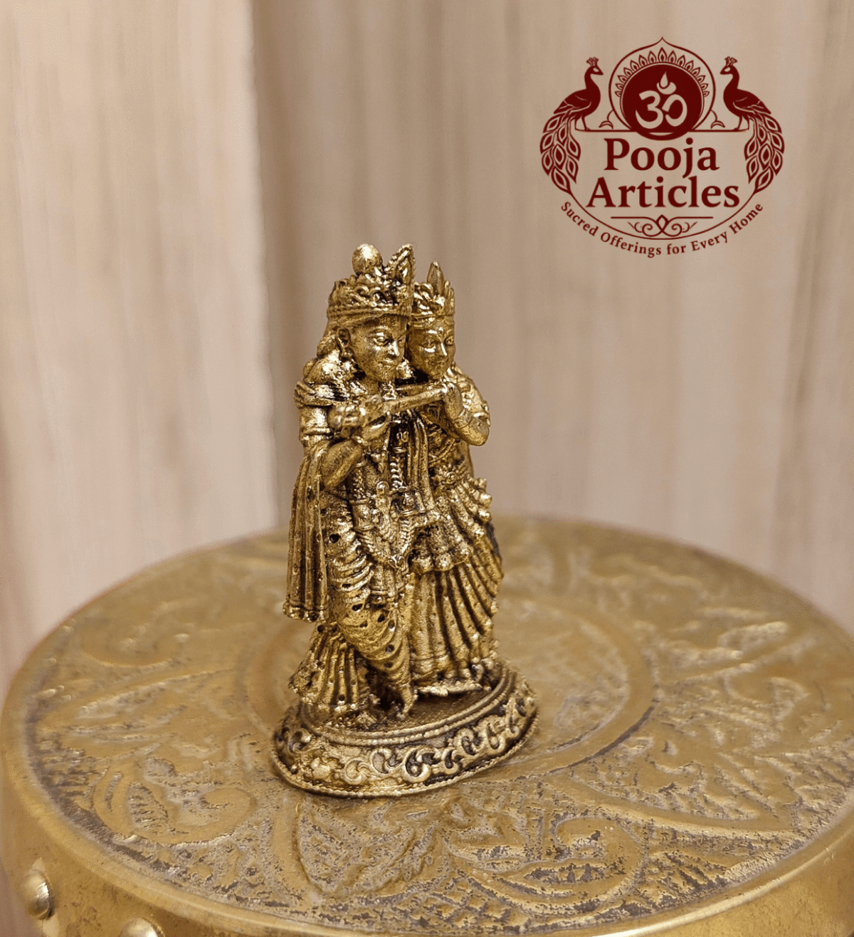 Premium Brass Radha Krishna Statue 1.7 Inch - Image 3