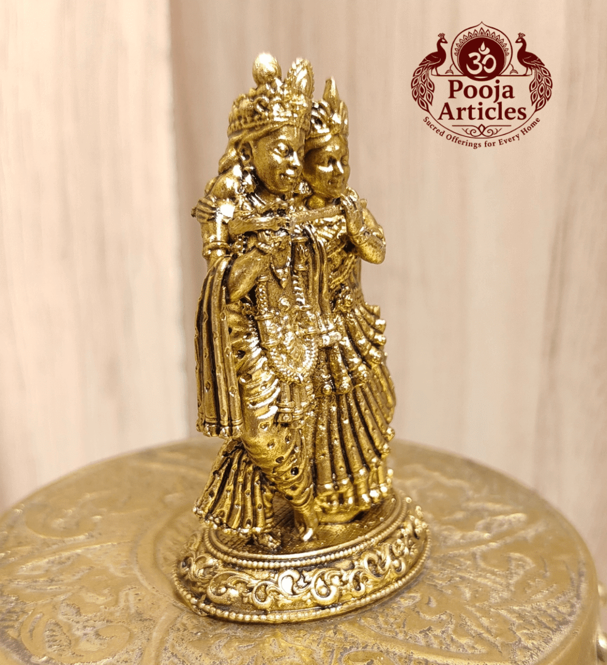 Premium Brass Radha Krishna Statue 2.5 Inch - Image 3