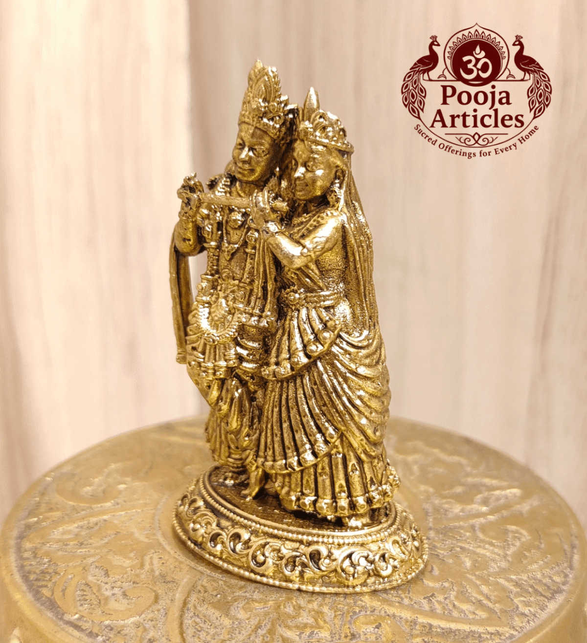 Premium Brass Radha Krishna Statue 2.5 Inch - Image 4
