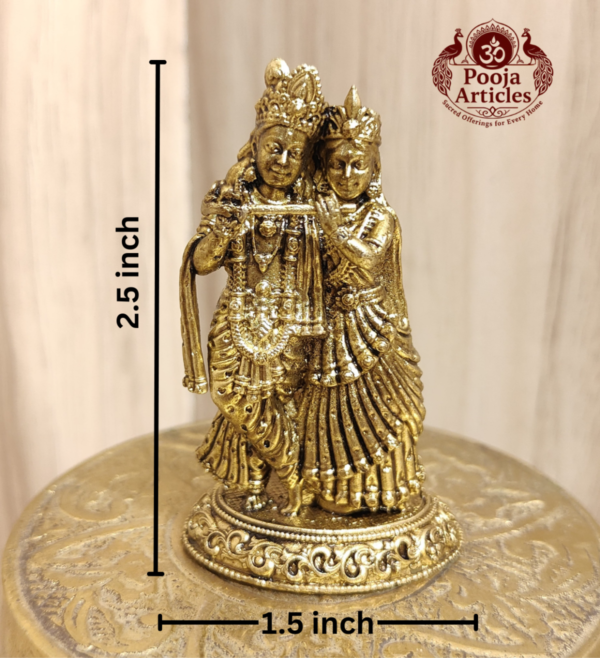 Premium Brass Radha Krishna Statue 2.5 Inch - Image 2