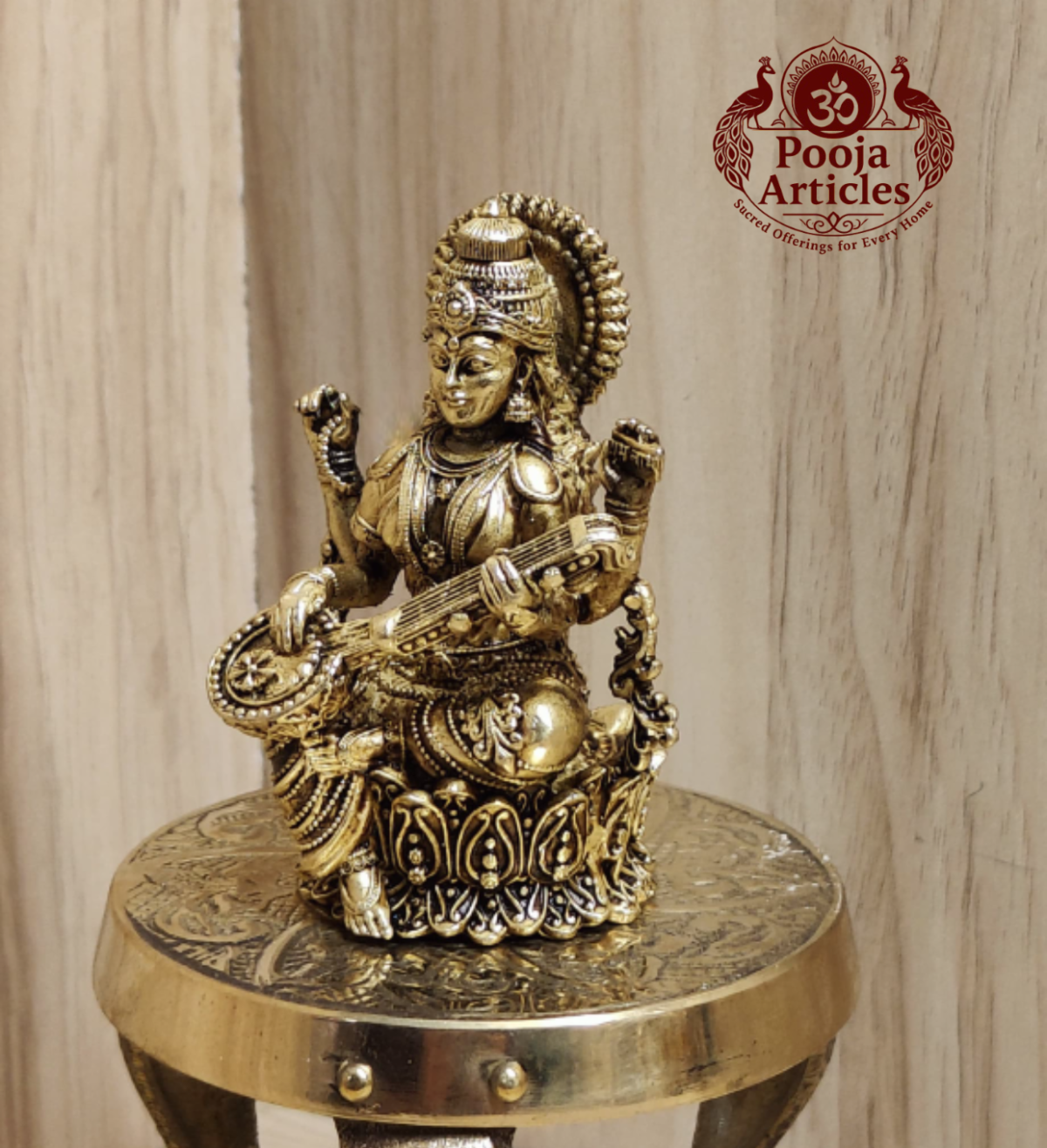 Premium Brass Saraswati Idol 3 Inch - Image 4