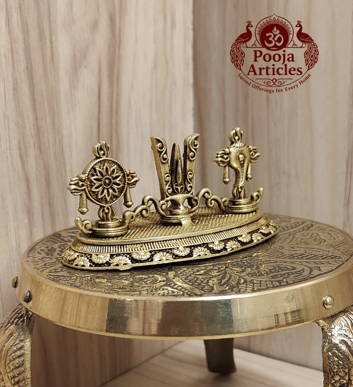 Premium Brass Shankh Chakra Namah Idol 1.5 Inch - Image 3
