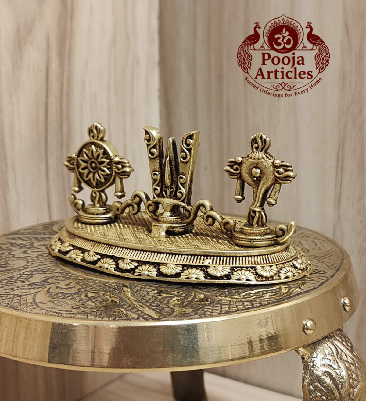 Premium Brass Shankh Chakra Namah Idol 1.5 Inch - Image 4