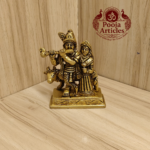 Brass Radha Krishna with Cow Idol 3.2 Inch