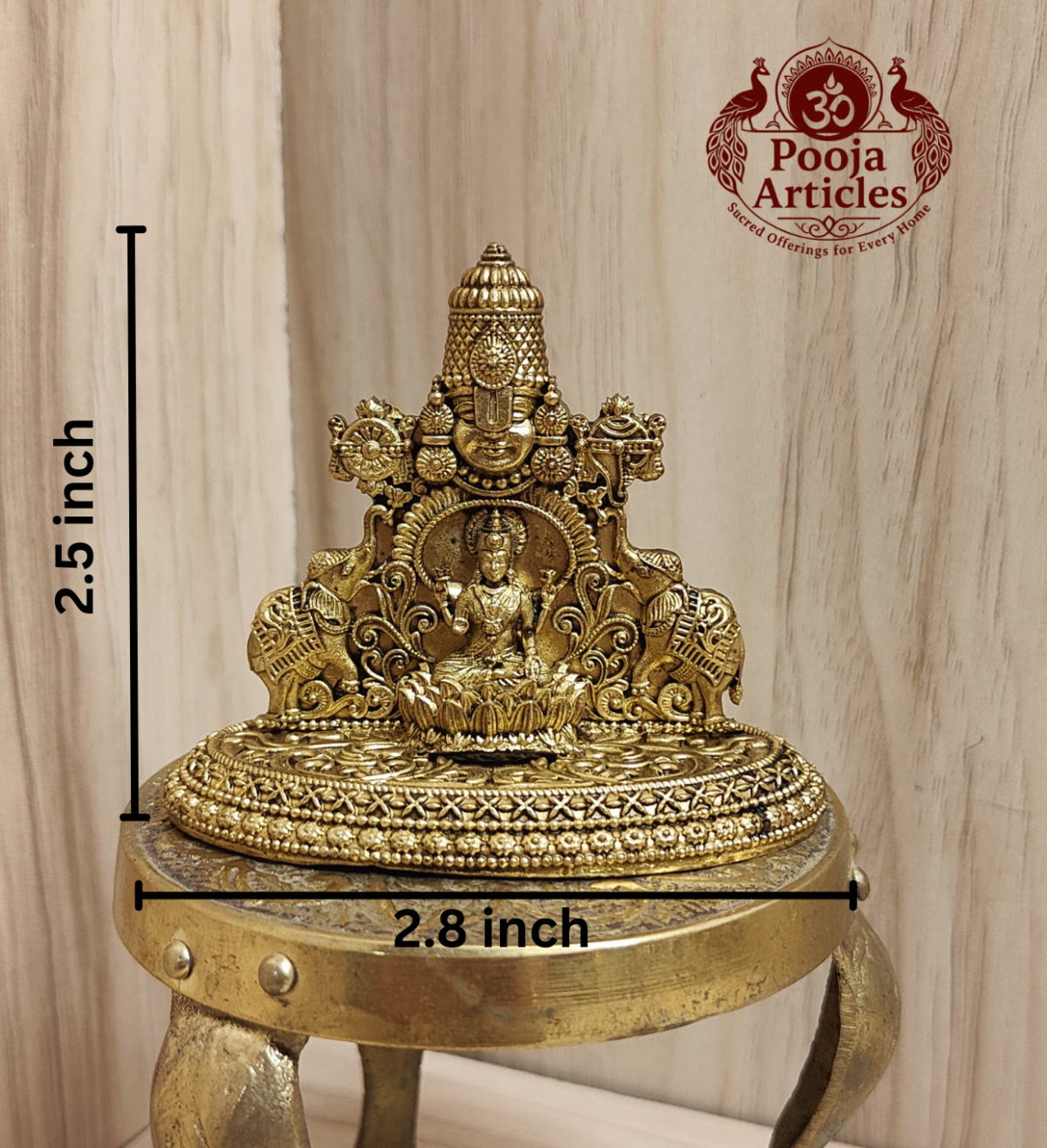 Premium Brass Tirupati Balaji with Gajalakshmi Statue 2.5 Inch - Image 2