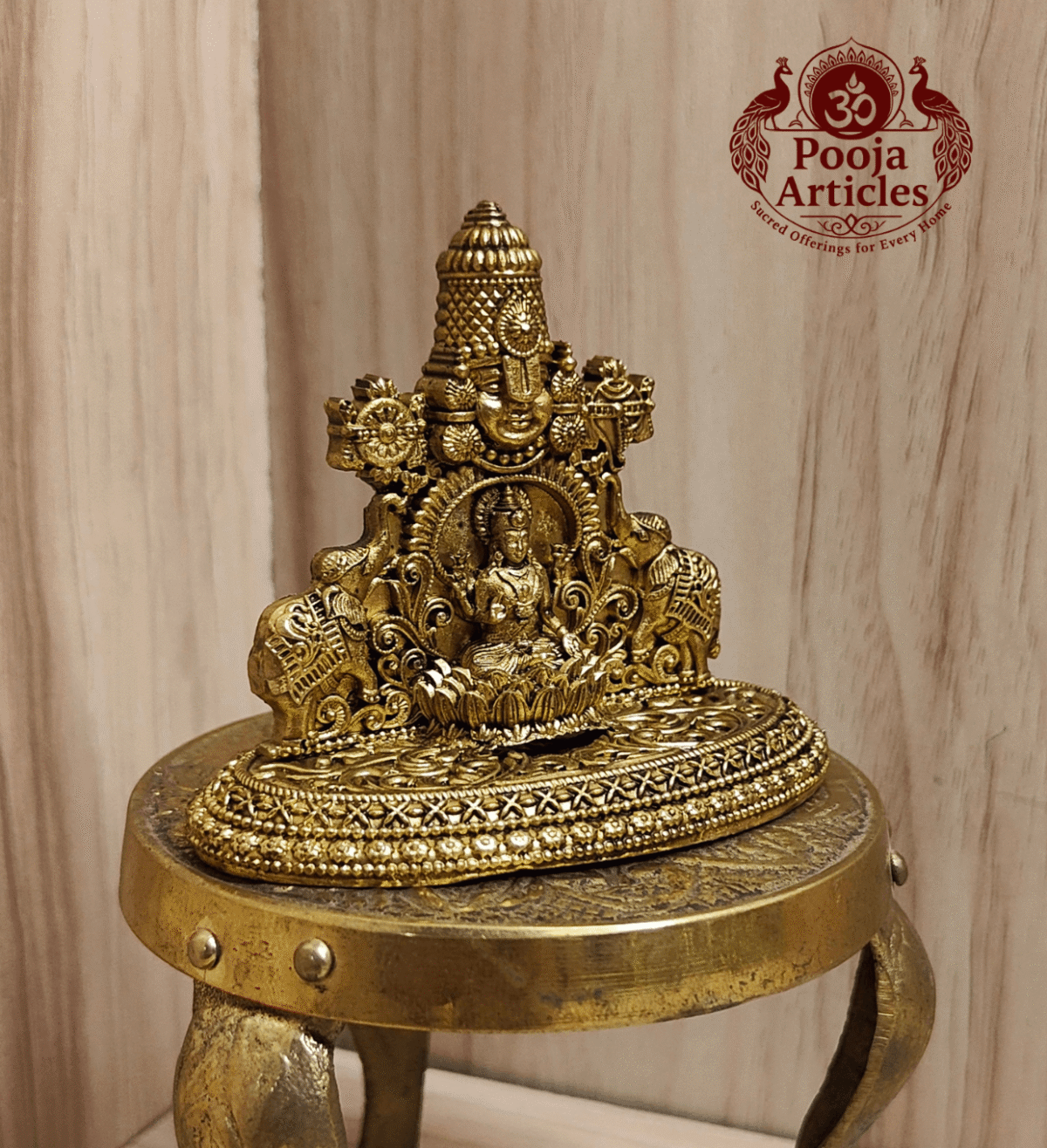 Premium Brass Tirupati Balaji with Gajalakshmi Statue 2.5 Inch - Image 3