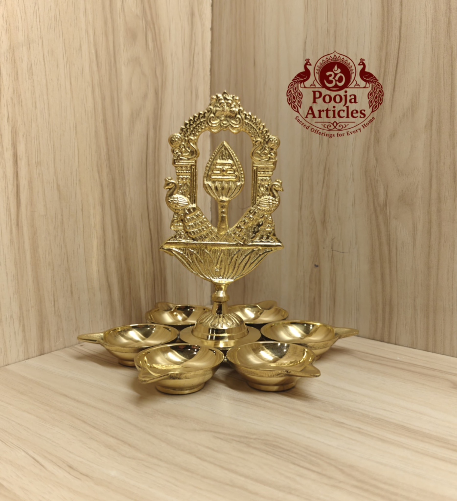 Brass Tiruvachi Vel Arumuga Vilakku 7 Inch