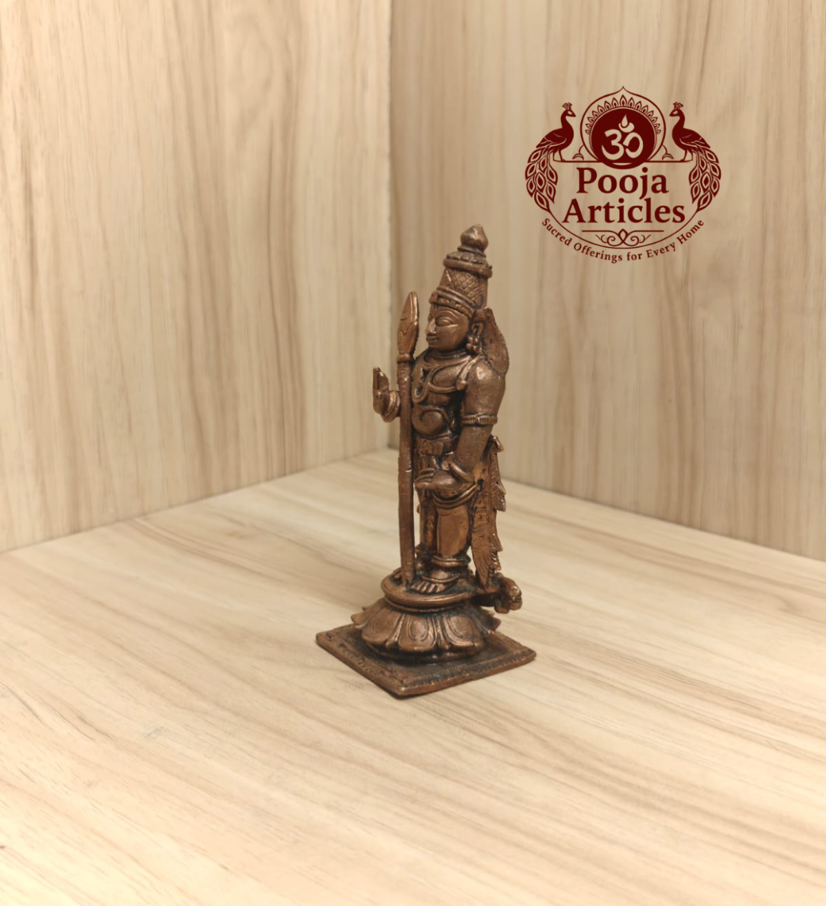 Copper Murugan Statue 4.5 Inch