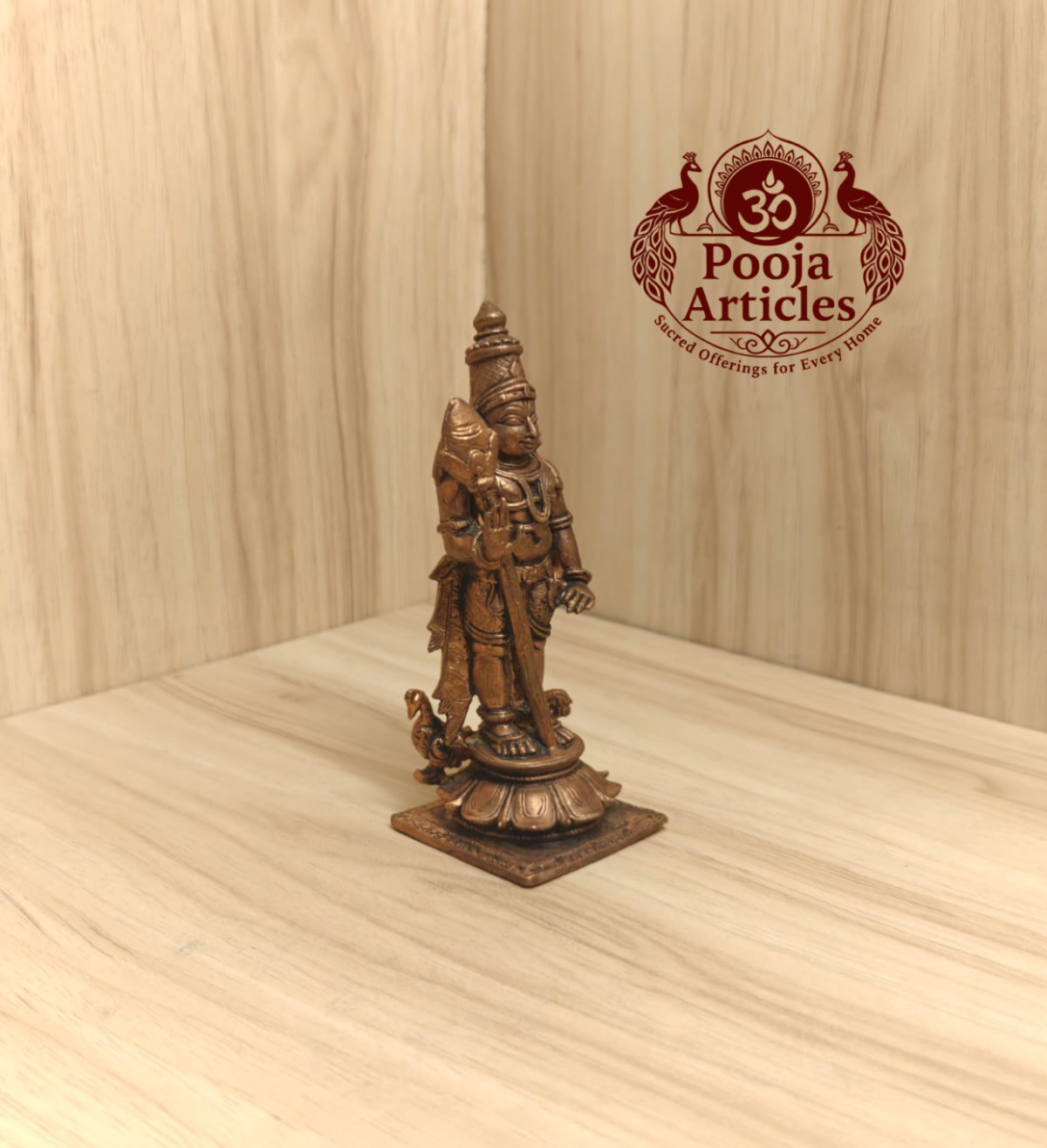 Copper Murugan Statue 4.5 Inch