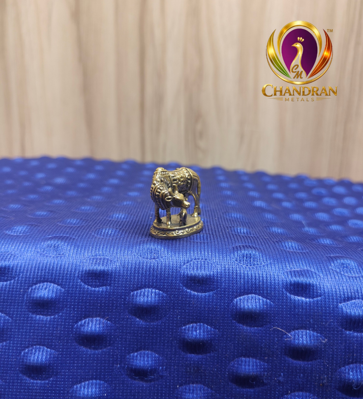 Miniature Brass Cow and Calf Statue 1 Inch