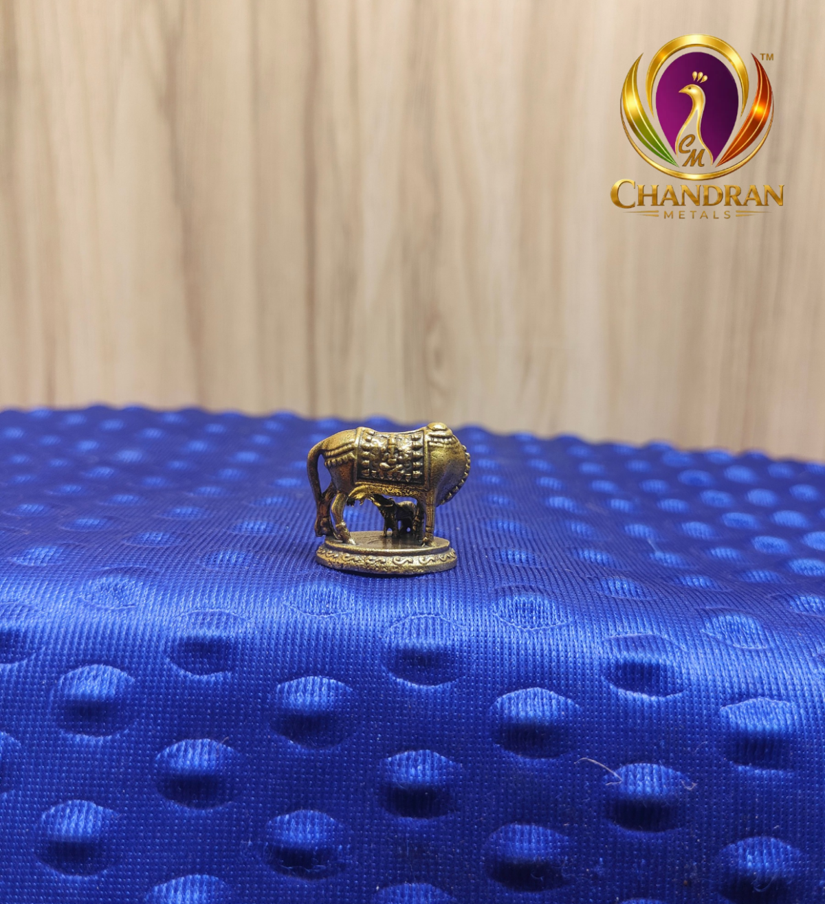 Miniature Brass Cow and Calf Statue 1 Inch