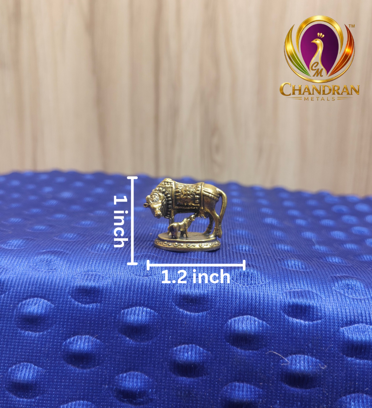 Miniature Brass Cow and Calf Statue 1 Inch