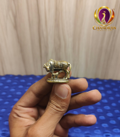 Miniature Brass Cow and Calf Statue 1 Inch