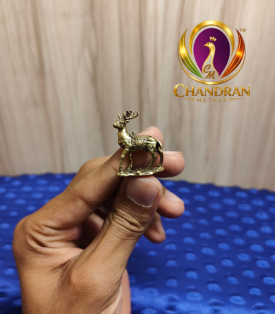 Miniature Brass Deer Statue 1.1 Inch