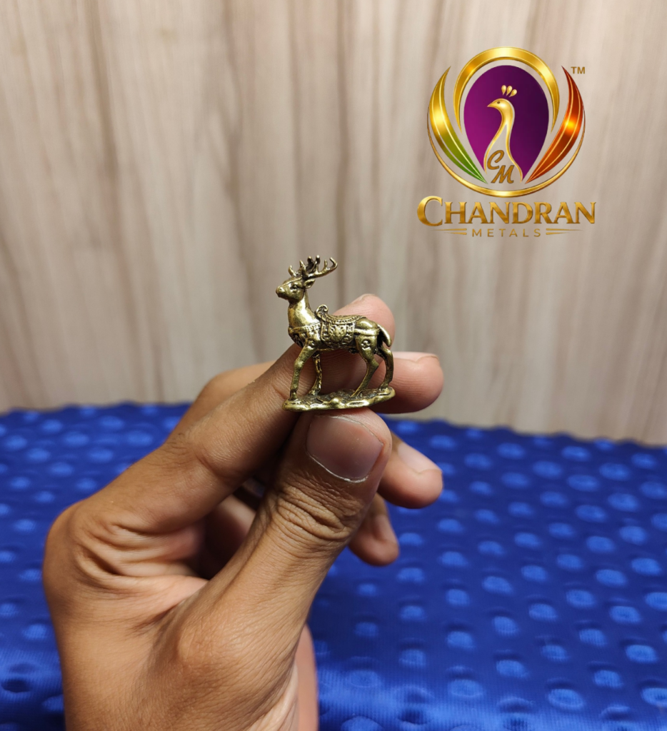Miniature Brass Deer Statue 1.1 Inch