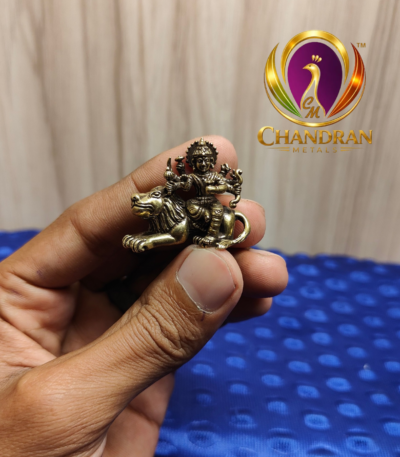 Miniature Brass Durga Devi Statue 1 Inch