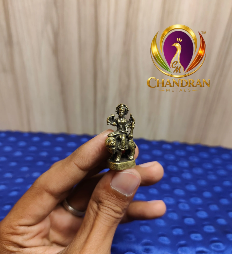 Miniature Brass Durga Devi Statue 1.5 Inch