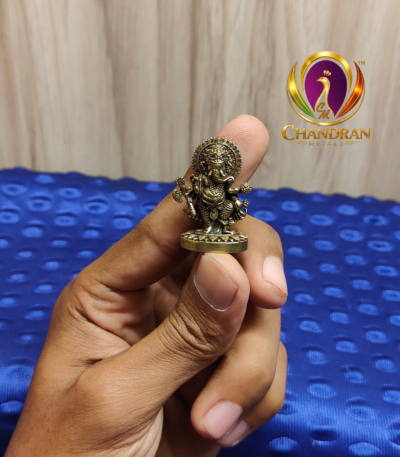 Miniature Brass Ganesh Murti 1.3 Inch
