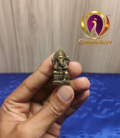 Miniature Brass Ganesh Statue 1.5 Inch