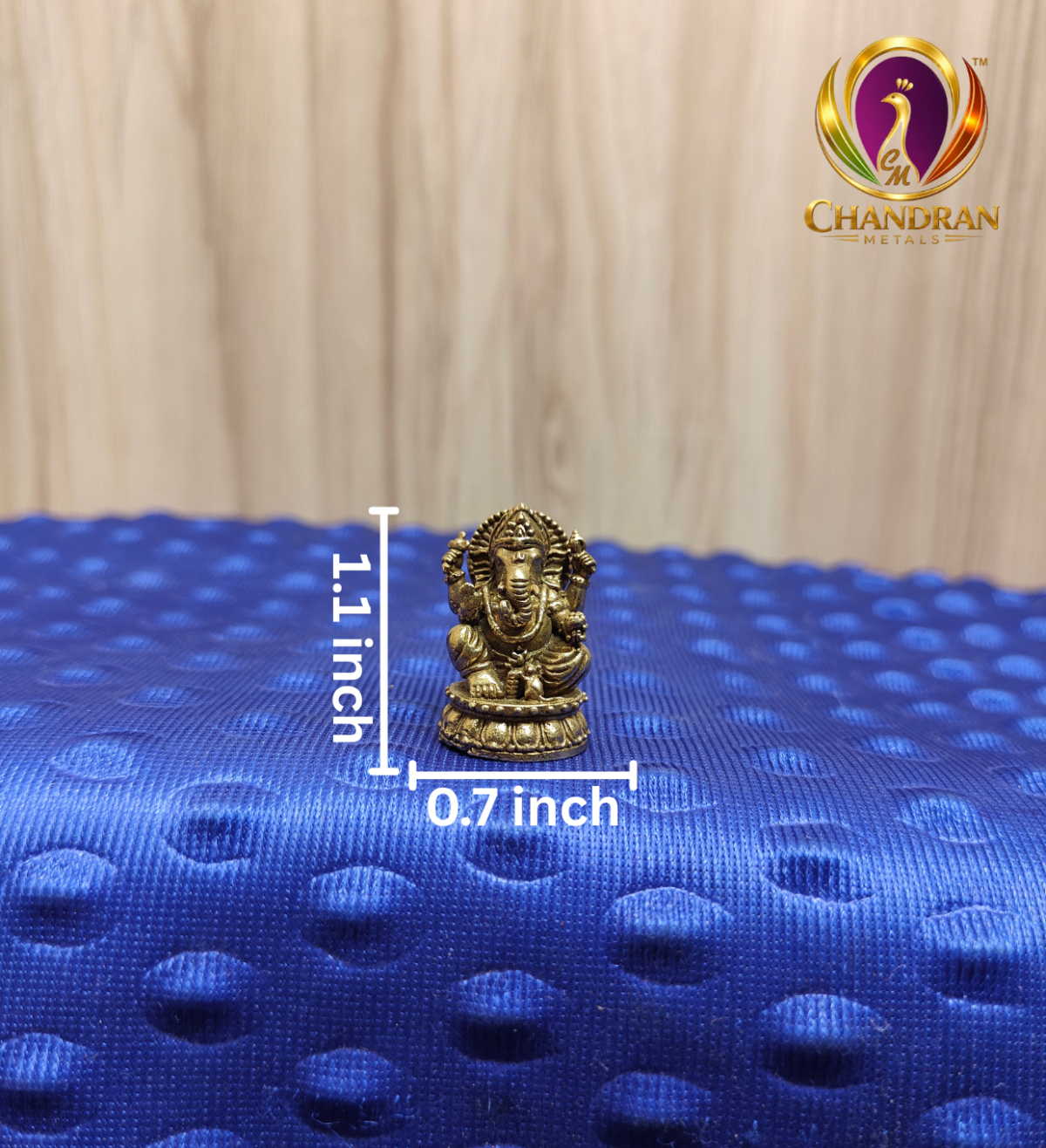 Miniature Brass Ganesha Statue 1.1 Inch