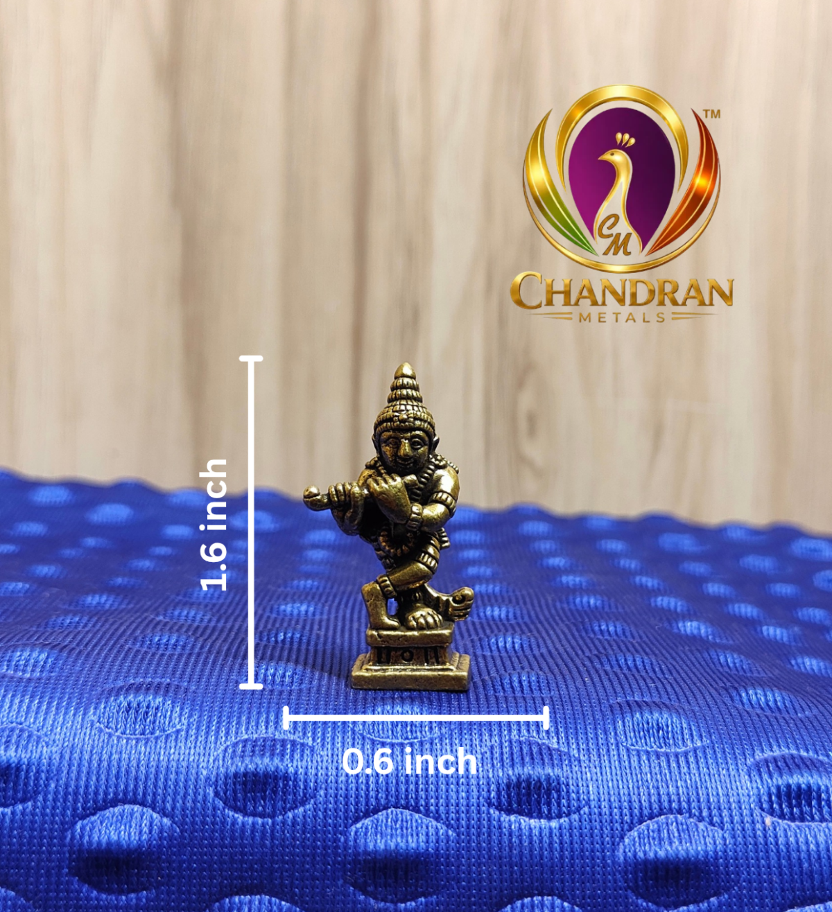 Miniature Brass Krishna Murti 1.6 Inch