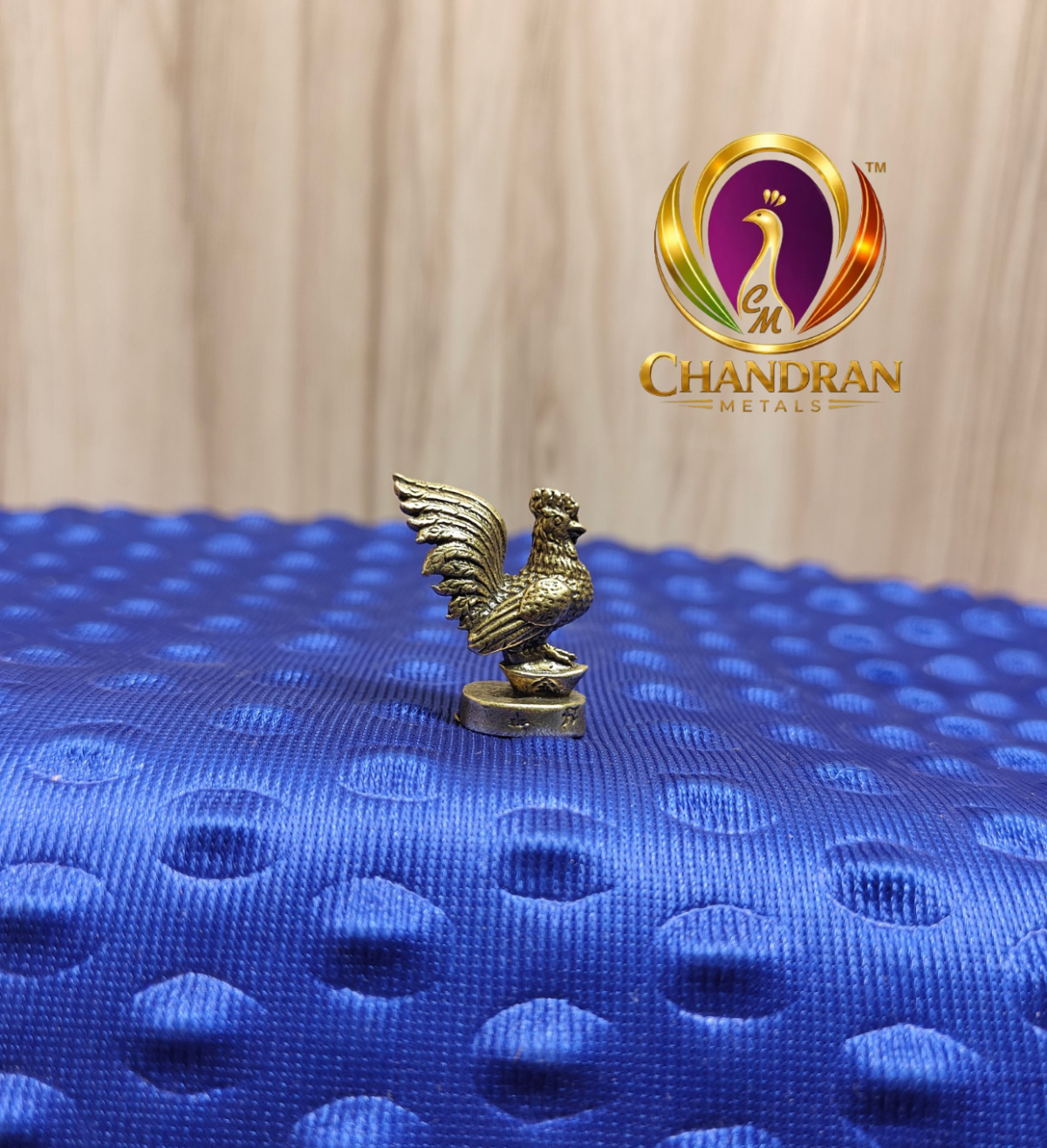 Miniature Brass Lucky Rooster Statue 1.2 Inch