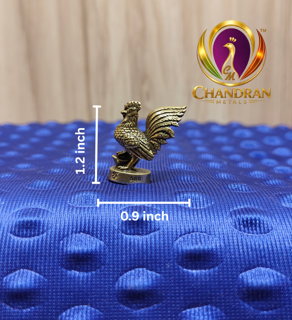Miniature Brass Lucky Rooster Statue 1.2 Inch