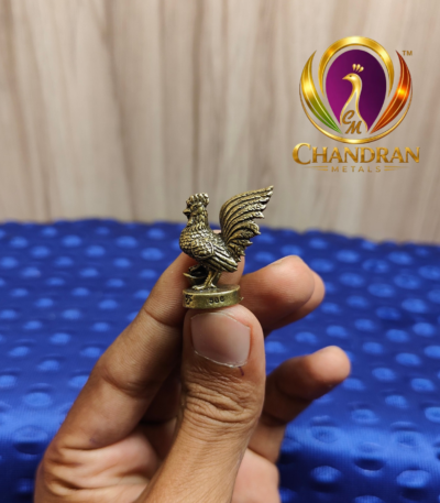 Miniature Brass Lucky Rooster Statue 1.2 Inch