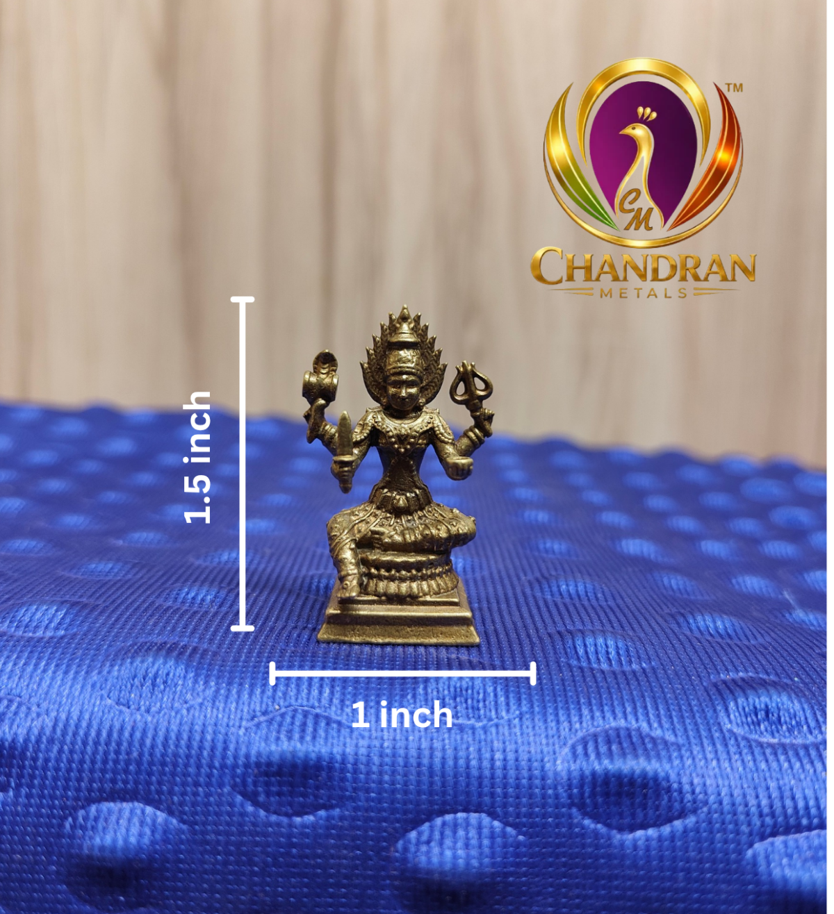 Miniature Brass Mariamman Statue 1.5 Inch