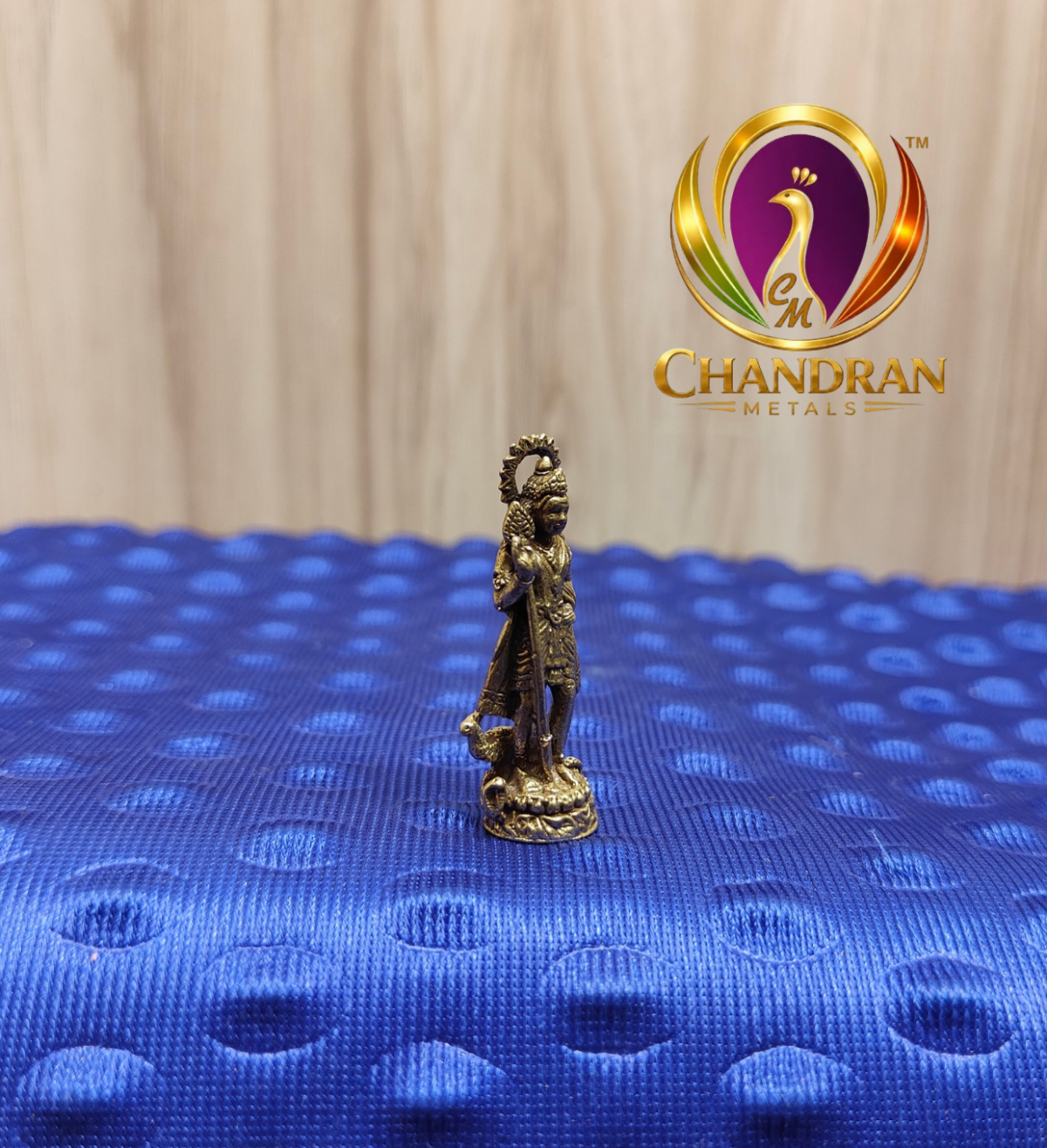 Miniature Brass Murugan Statue 1.6 Inch