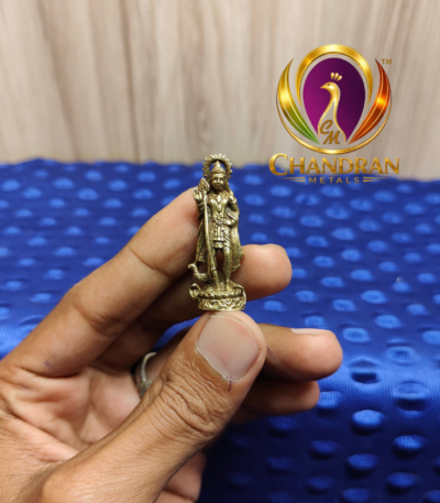 Miniature Brass Murugan Statue 1.6 Inch