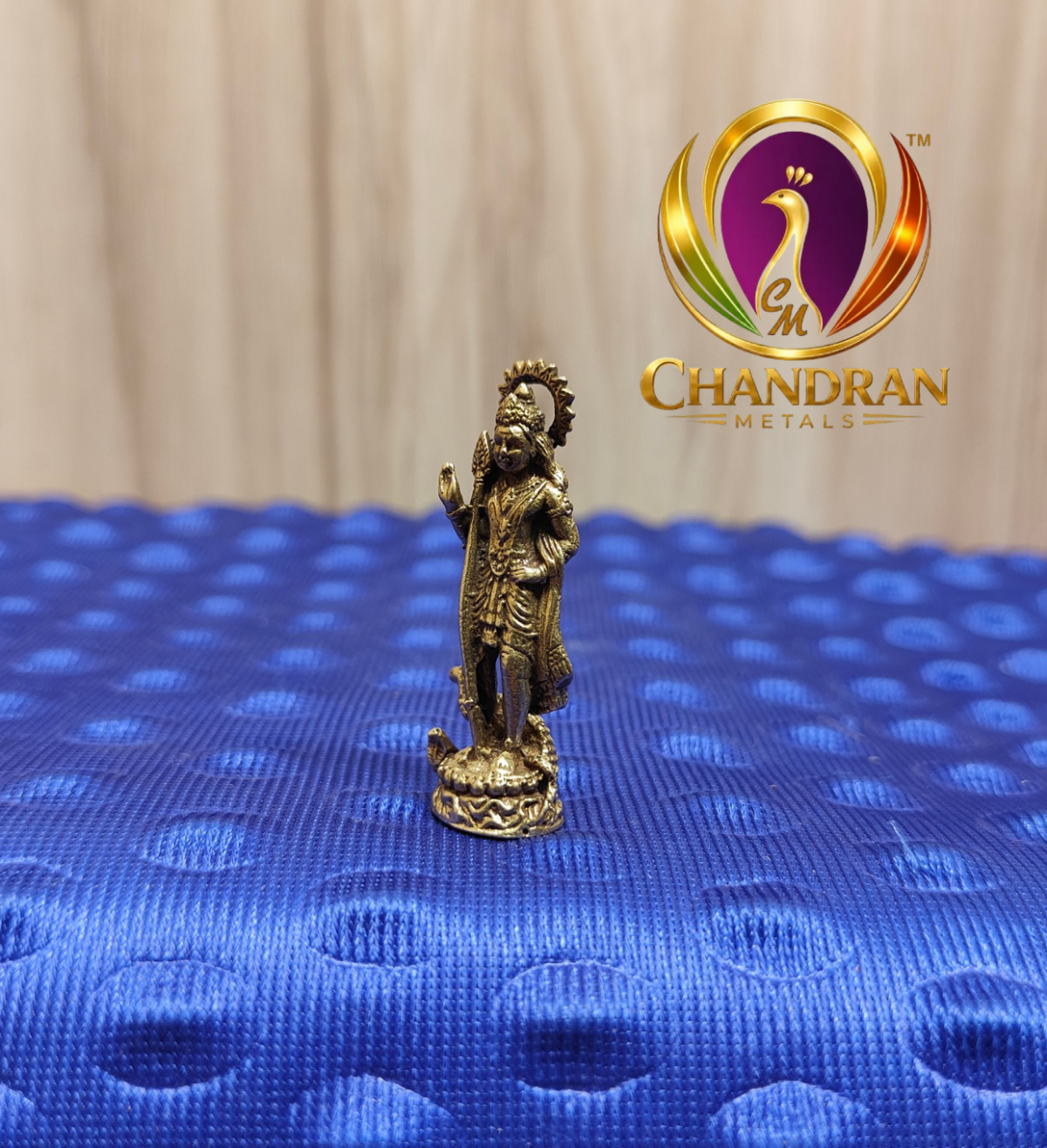 Miniature Brass Murugan Statue 1.6 Inch
