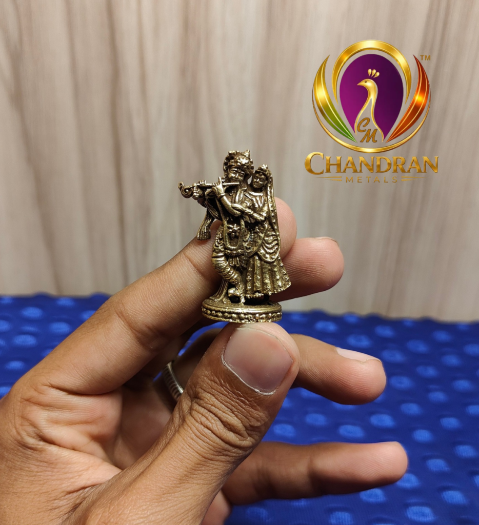 Miniature Brass Radha Krishna Statue 1.5 Inch