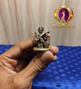 Miniature Brass Saraswati Idol 1.2 Inch