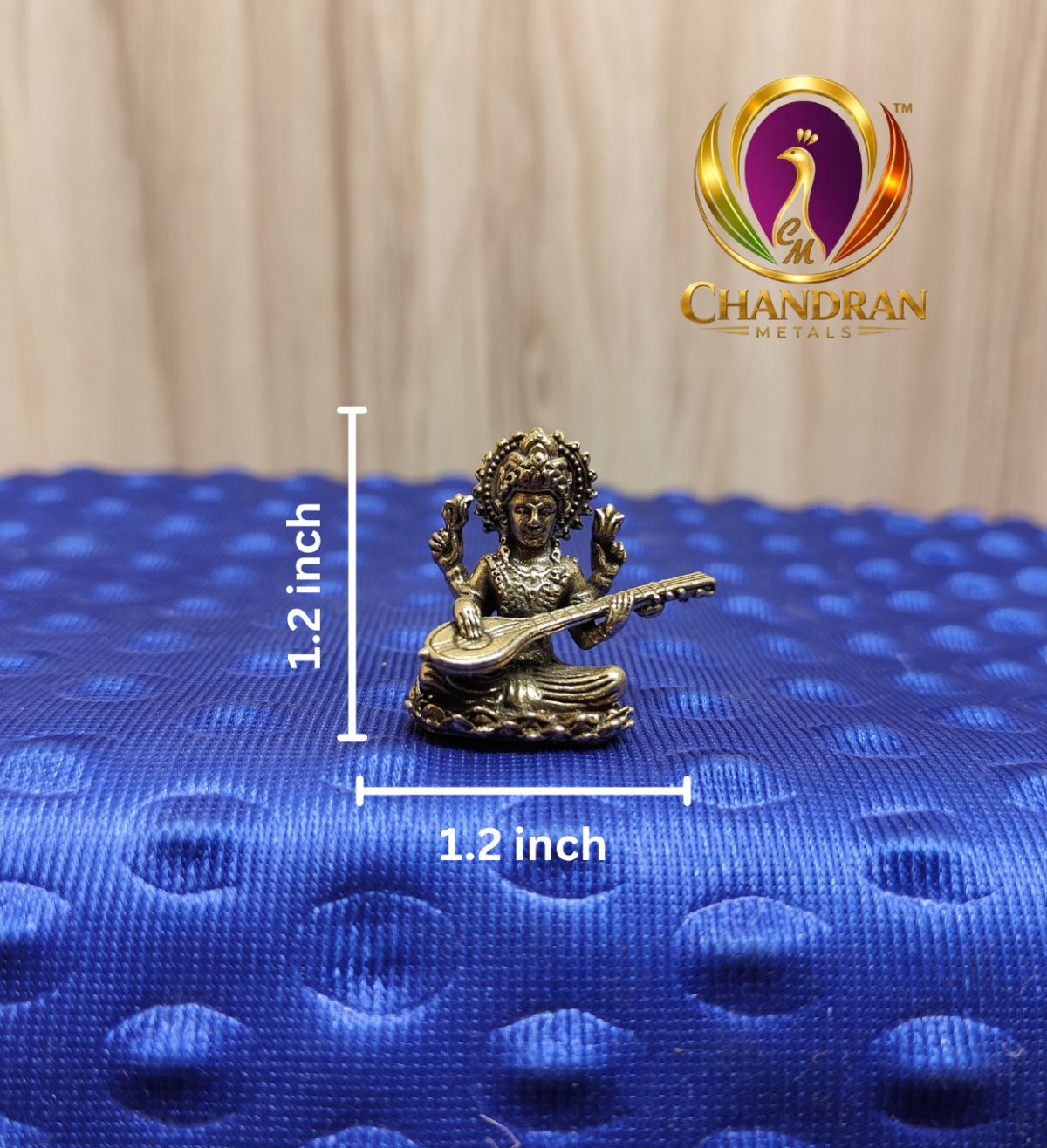 Miniature Brass Saraswati Statue 1.2 Inch
