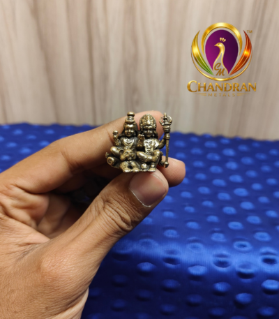 Miniature Brass Shiva Parvathi Statue 1 Inch