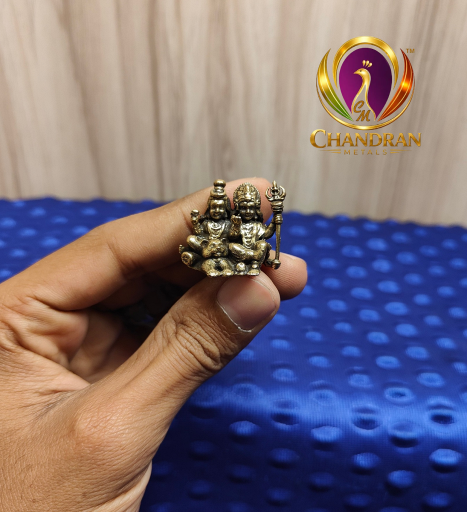 Miniature Brass Shiva Parvathi Statue 1 Inch